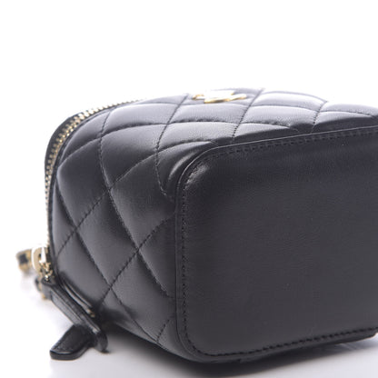 Chanel Lambskin Quilted Mini Pearl Crush Vanity Case With Chain Black 10 of 12