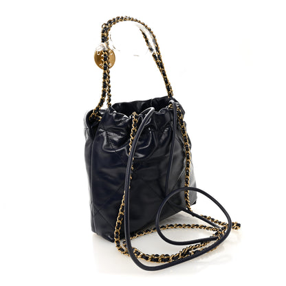 Chanel Shiny Calfskin Quilted Mini Chanel 22 Navy Blue 5 of 21