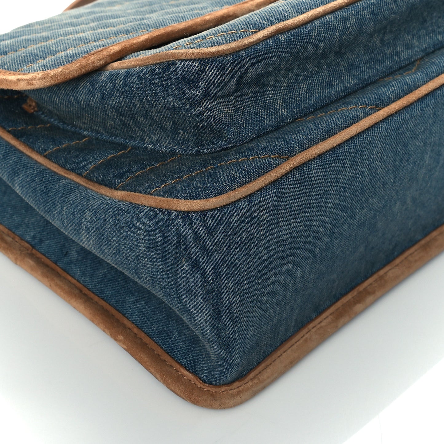 Denim Suede Monogram Medium Niki Chain Satchel Blue Cinnamon
