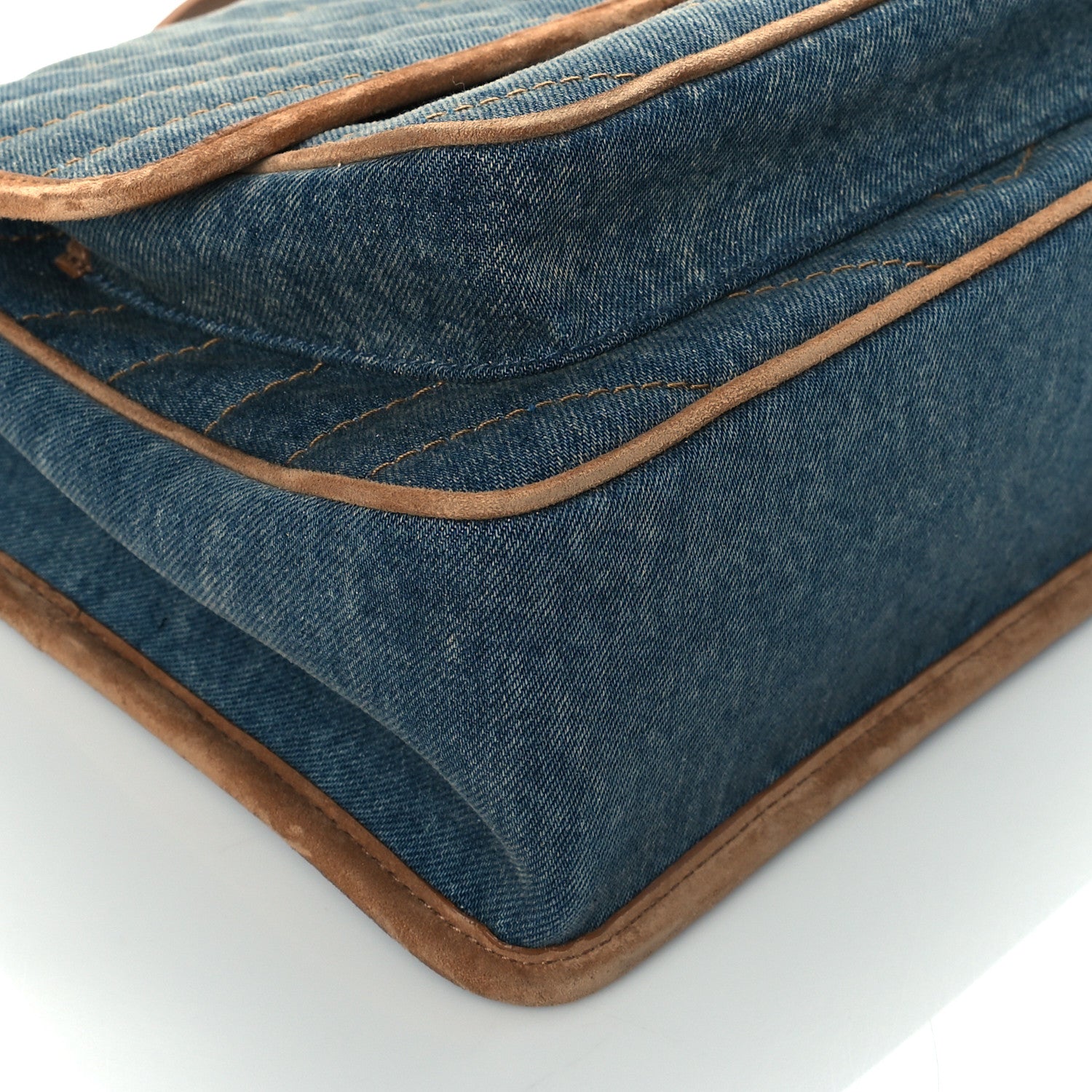 Saint Laurent Denim Suede Monogram Medium Niki Chain Satchel Blue Cinnamon 8 of 9