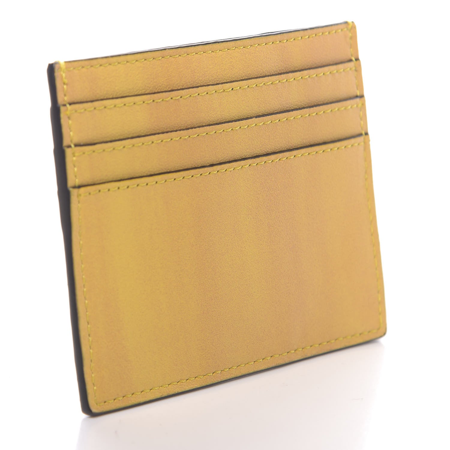 Fendi Vitello Fluffy Logo Card Holder Yellow Box Black 3 of 8