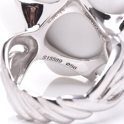 Chanel 18K White Gold Ceramic Camellia Ring 55 7.5 8 of 8