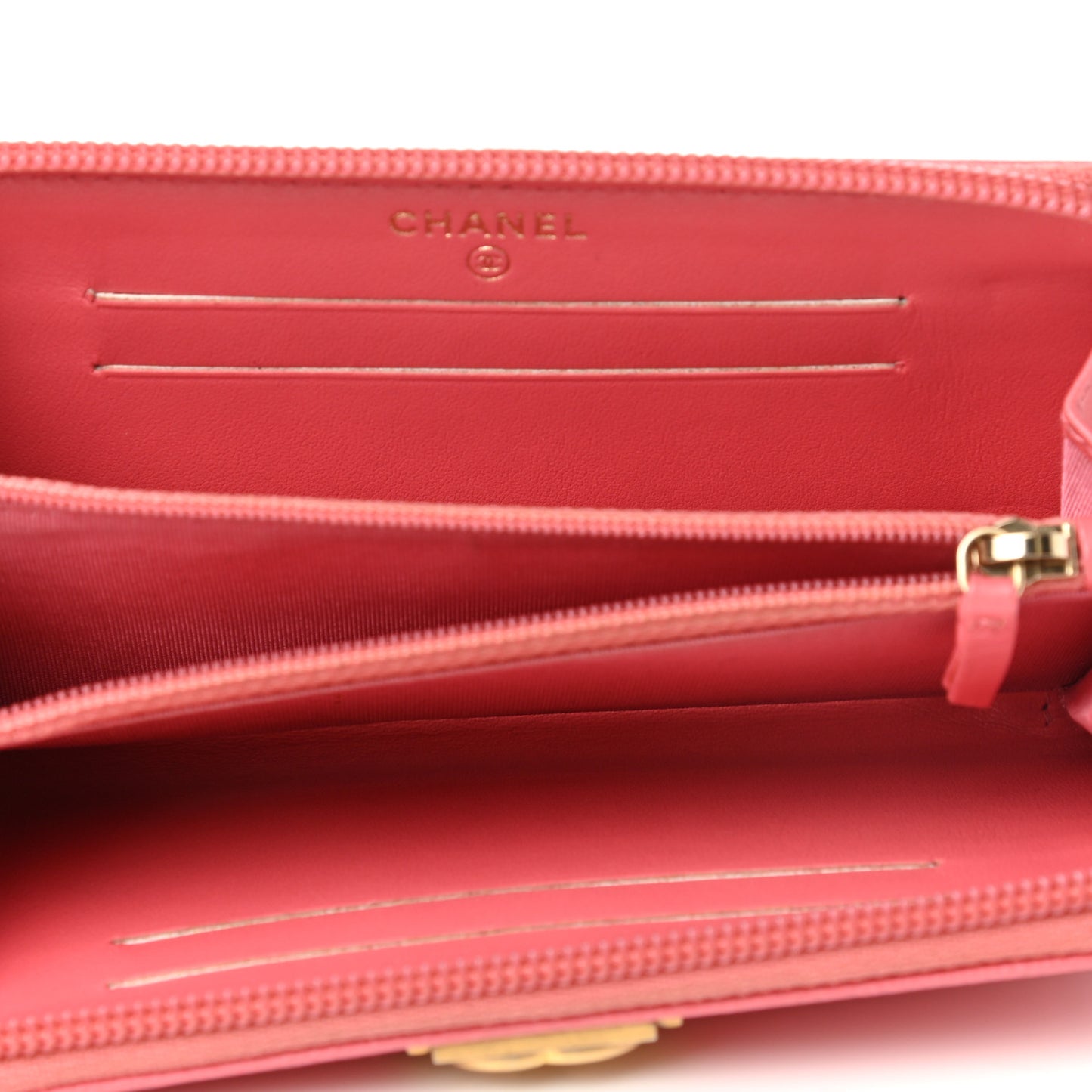 Caviar Quilted Small Boy Zip Around Wallet Pink