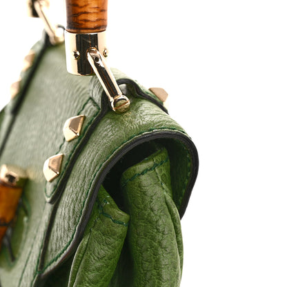 Gucci Calfskin Bamboo Top Handle Bag Green 13 of 15