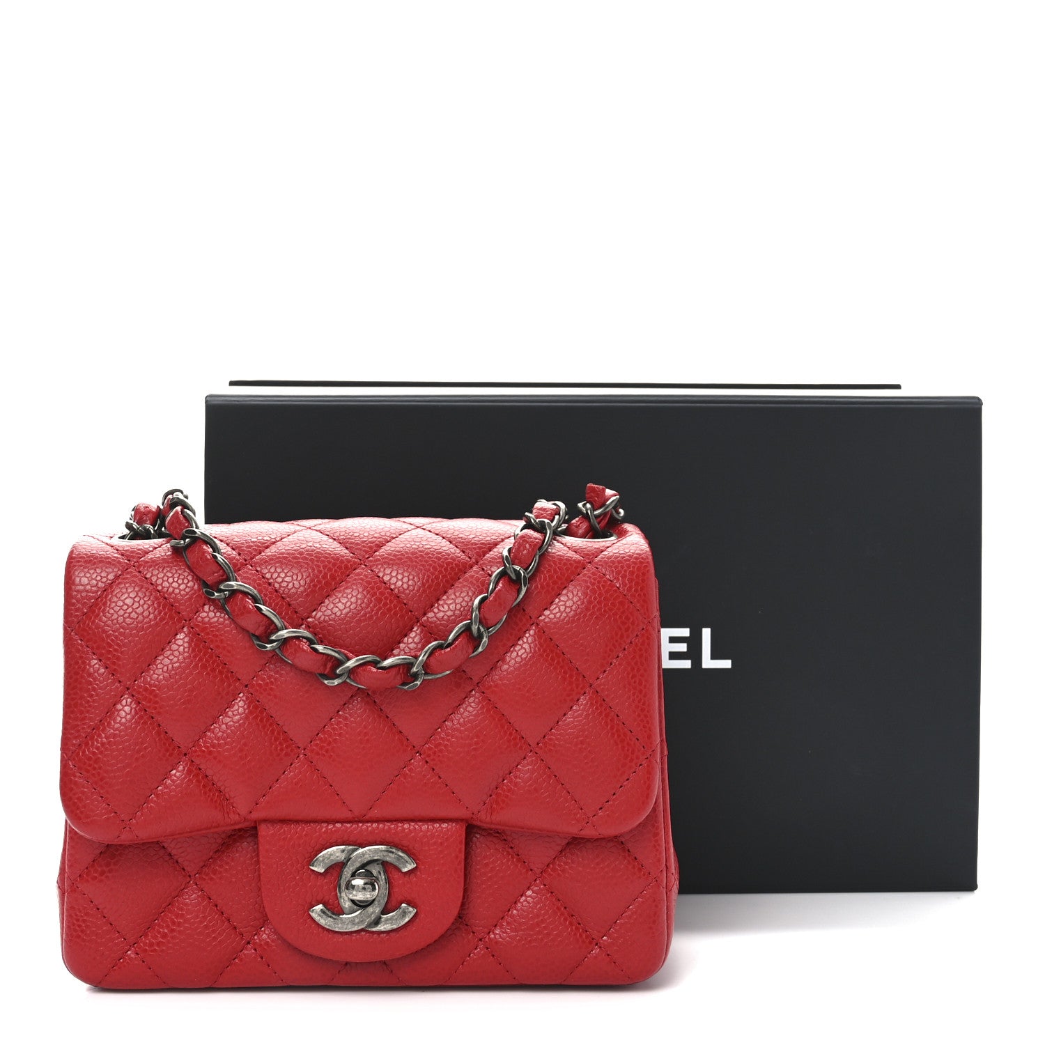 Chanel Caviar Quilted Mini Square Flap Red 8 of 11