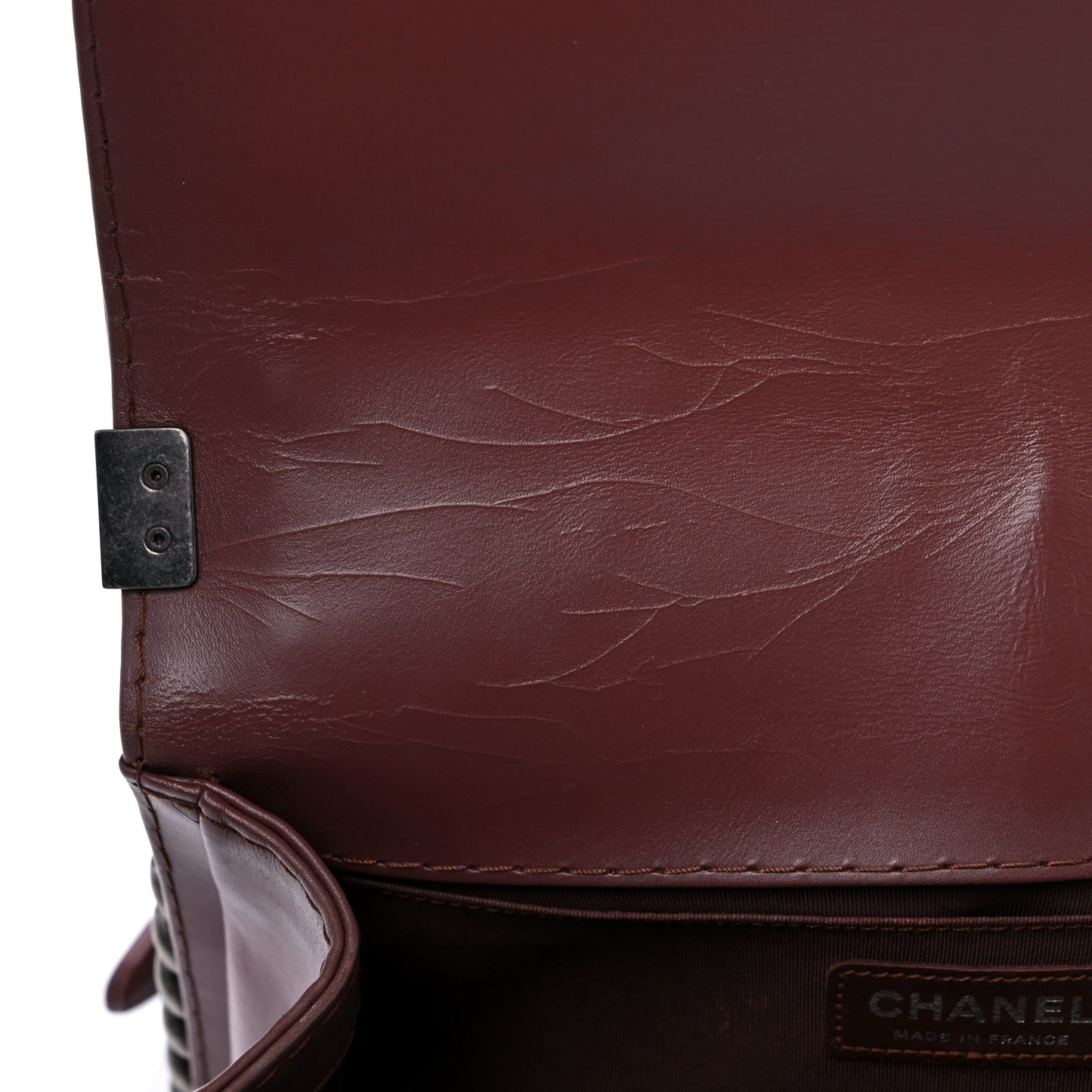 Calfskin Stitched Medium Boy Flap Brown