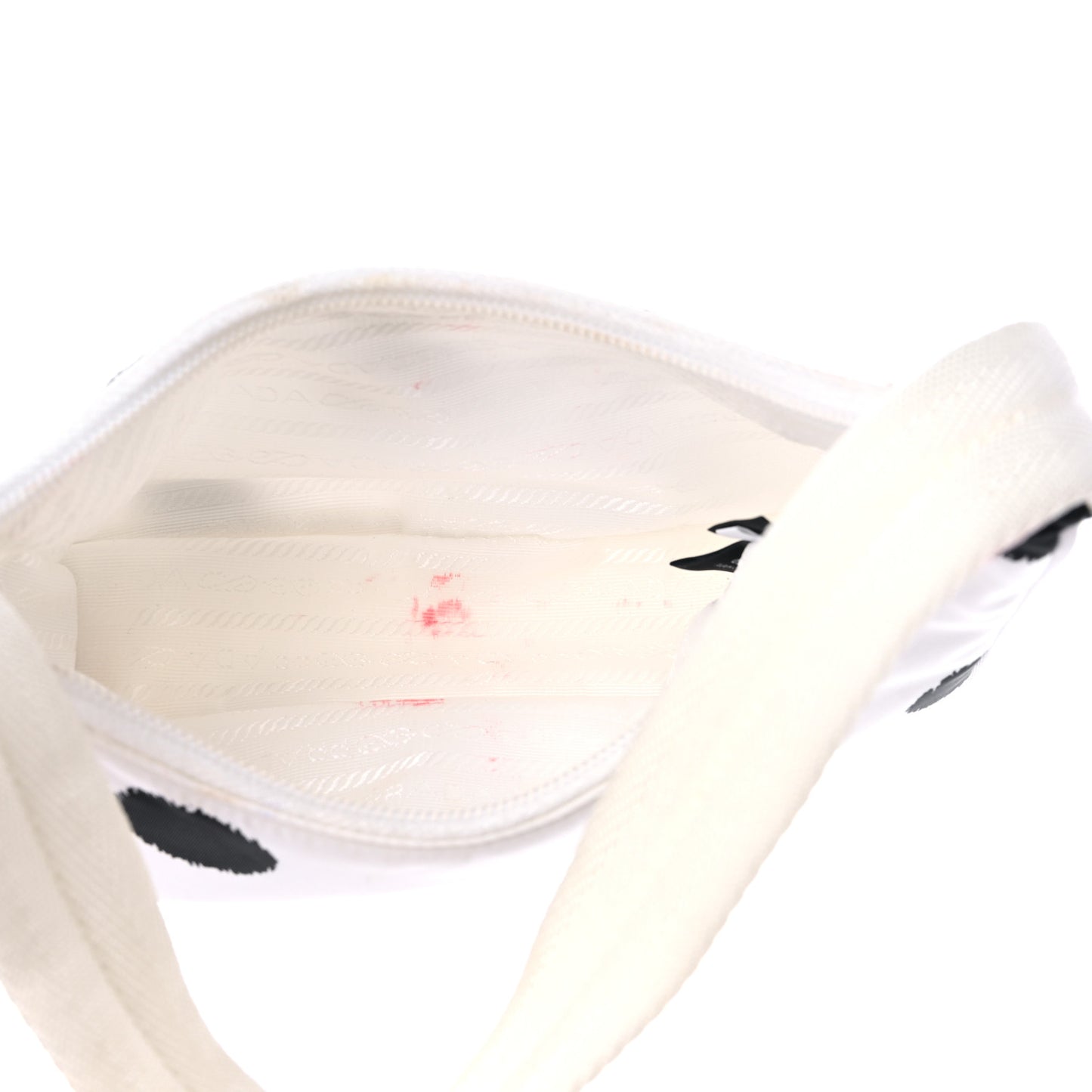 Tessuto Nylon Polka-Dot Mini Re-Edition 2000 Bag White Black