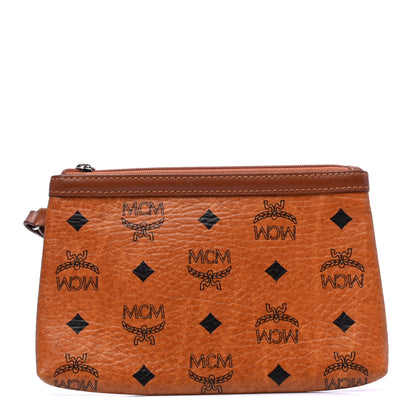 MCM Visetos Wristlet Zip Pouch Cognac 1 of 5