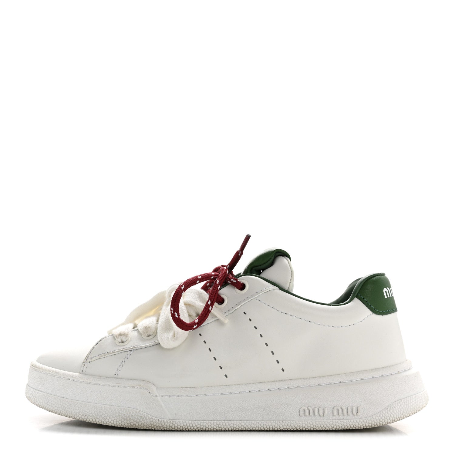 Miu Miu Calfskin Womens Low Top Sneakers 36.5 White Green 1 of 11