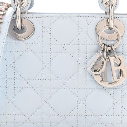 Christian Dior Lambskin Cannage Mini Lady Dior Crystal Strap Light Blue 8 of 12