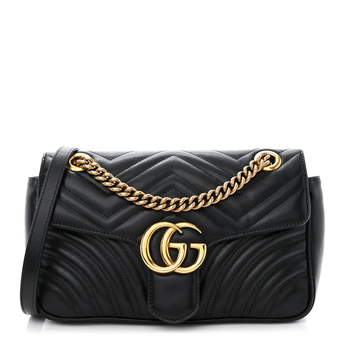 Calfskin Matelasse Small GG Marmont Shoulder Bag Black