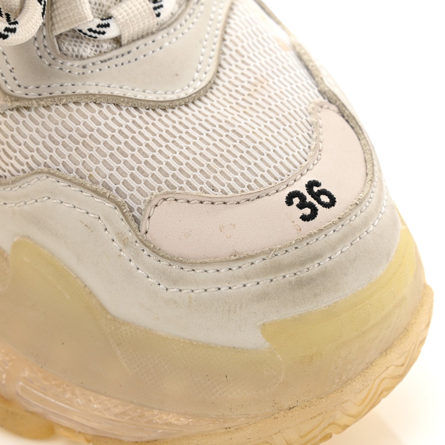 Balenciaga Fabric Mesh Clear Sole Womens Triple S Sneakers 36 White 9 of 9