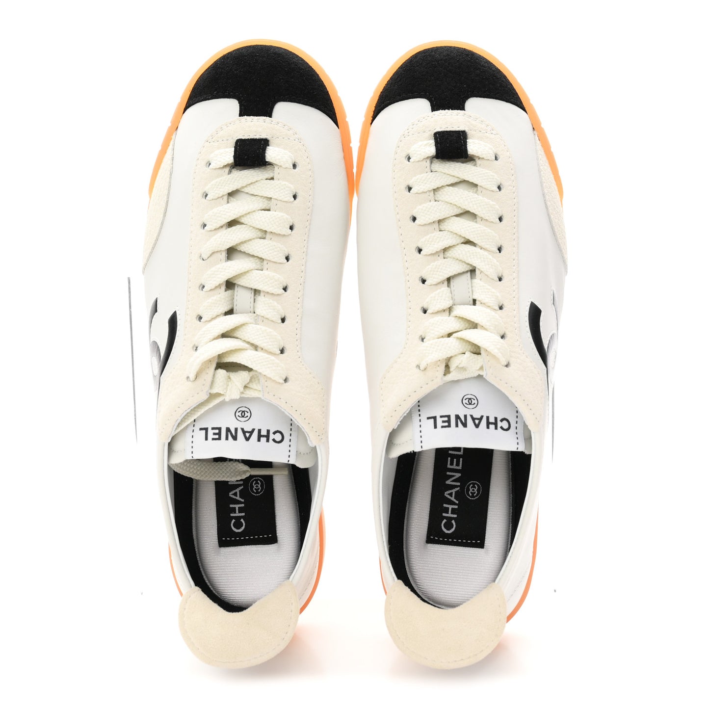 Calfskin Embossed Suede Sneakers 36.5 White Black