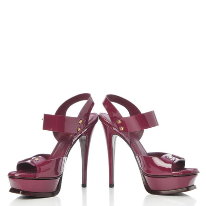 Saint Laurent Patent Tribute Stud Platform Sandals 36.5 Fuchsia 6 of 9