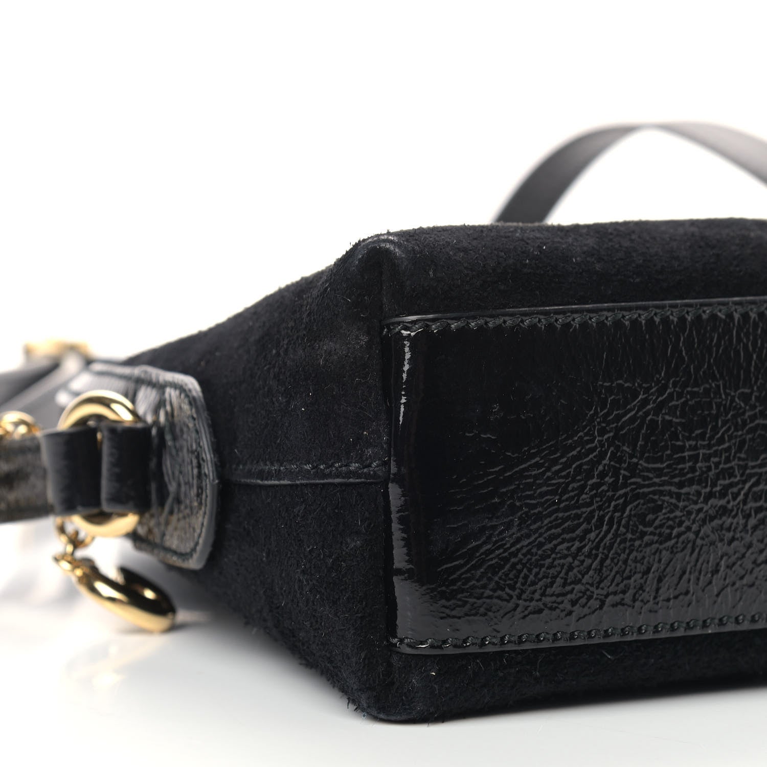 Gucci Suede Patent Web GG Small Ophidia Dome Shoulder Bag Black 8 of 16