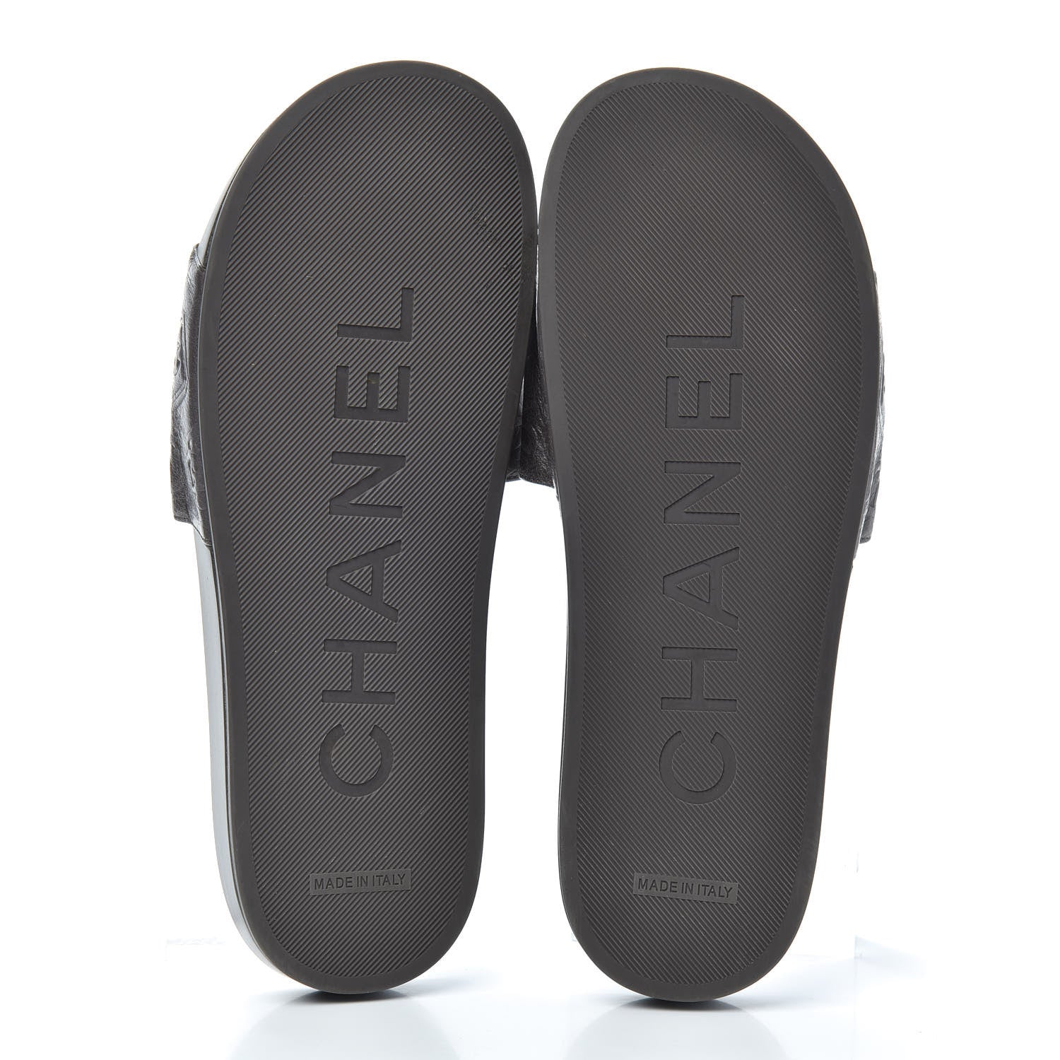 Chanel Rubber Charm Embossed CC Flat Slide Sandals 40 Dark Grey 7 of 7