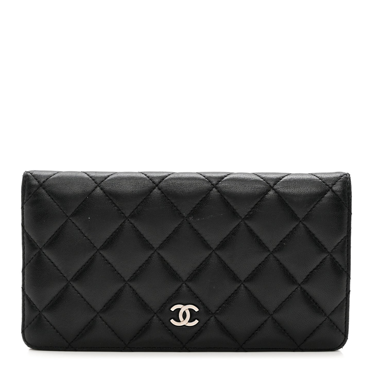 Lambskin Quilted Yen Wallet Black