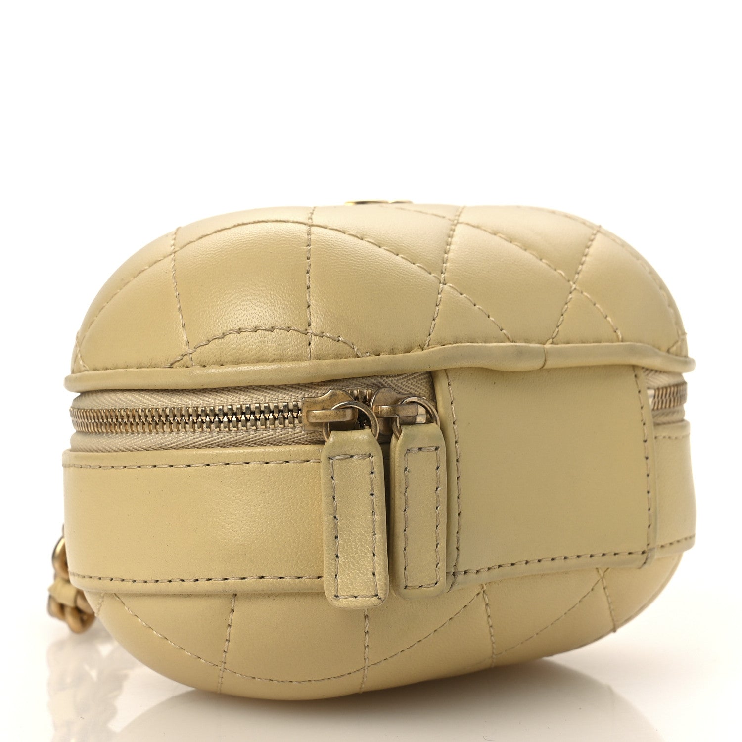 Chanel Lambskin Quilted CC Bubble Vanity Case With Chain Light Yellow 4 of 12