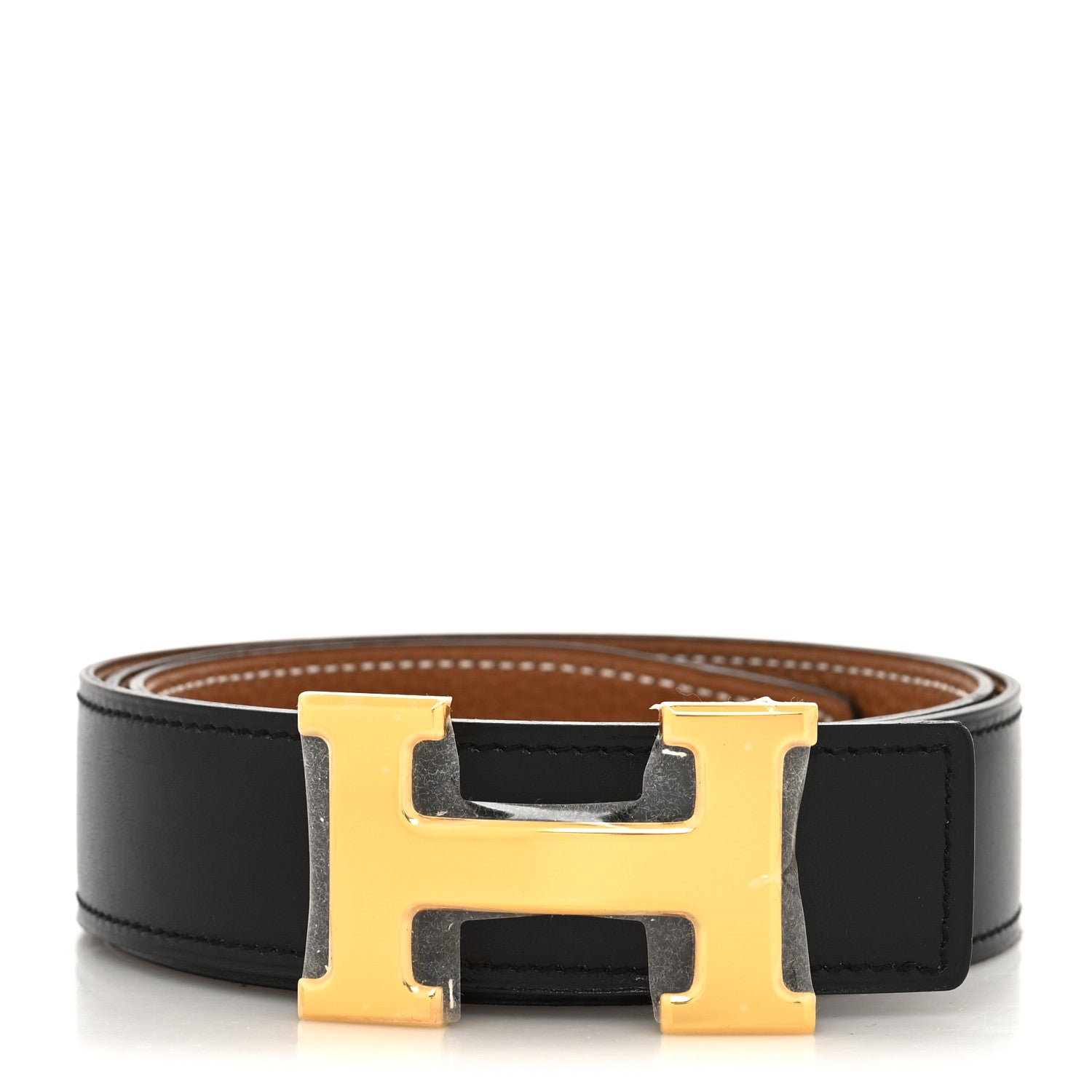Hermes Box Togo 32mm H Belt 85 Black Gold 1 of 5