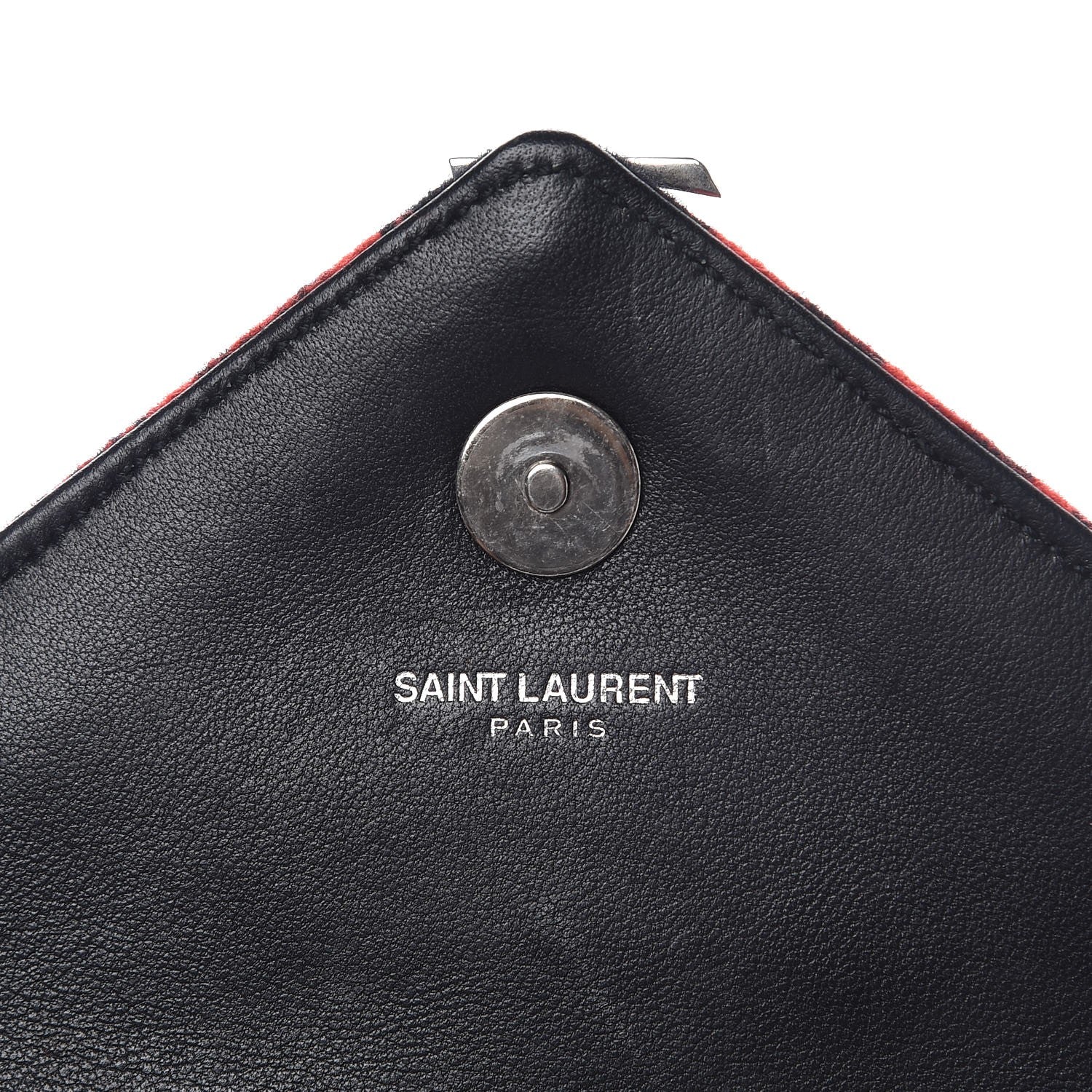 Saint Laurent Wool Matelasse Chevron Classic Monogram Baby Chain Bag Red Black 6 of 8