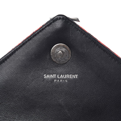 Saint Laurent Wool Matelasse Chevron Classic Monogram Baby Chain Bag Red Black 6 of 8