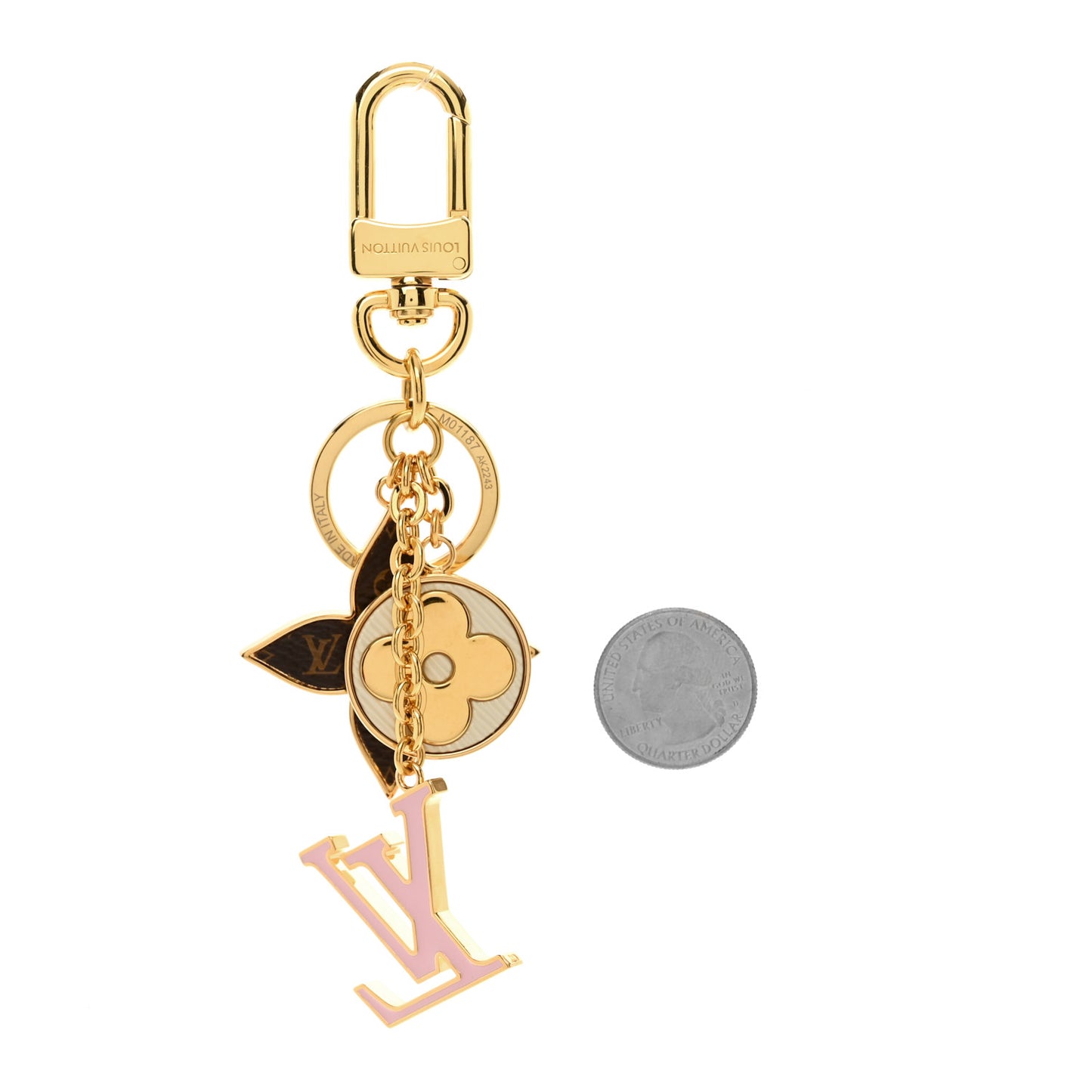 Metal Monogram Epi Spring Street Bag Charm Key Holder Gold