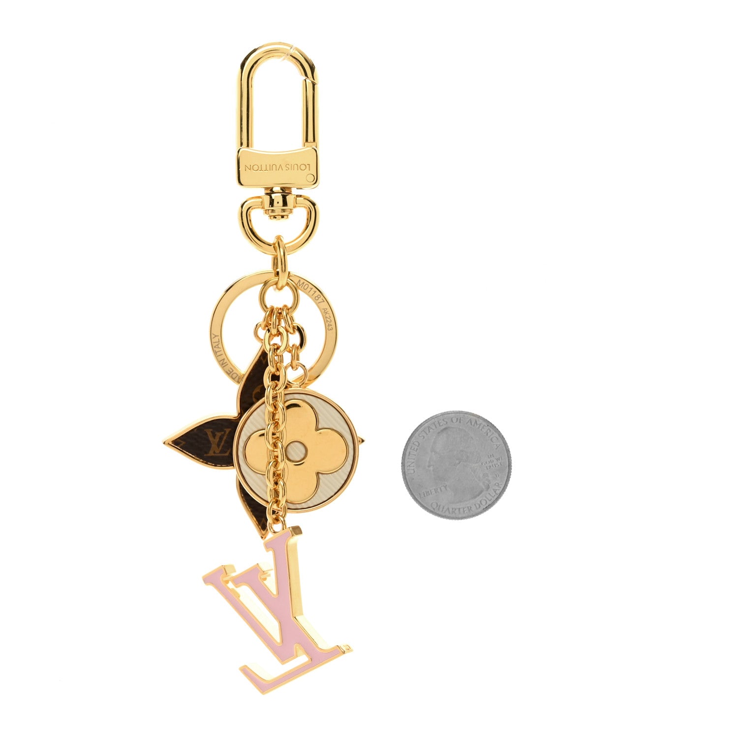 Louis Vuitton Metal Monogram Epi Spring Street Bag Charm Key Holder Gold 2 of 3