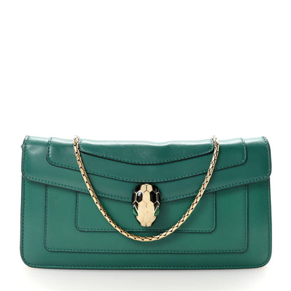 Bulgari Calfskin Serpenti Forever Flap Clutch  Emerald Green 1 of 9