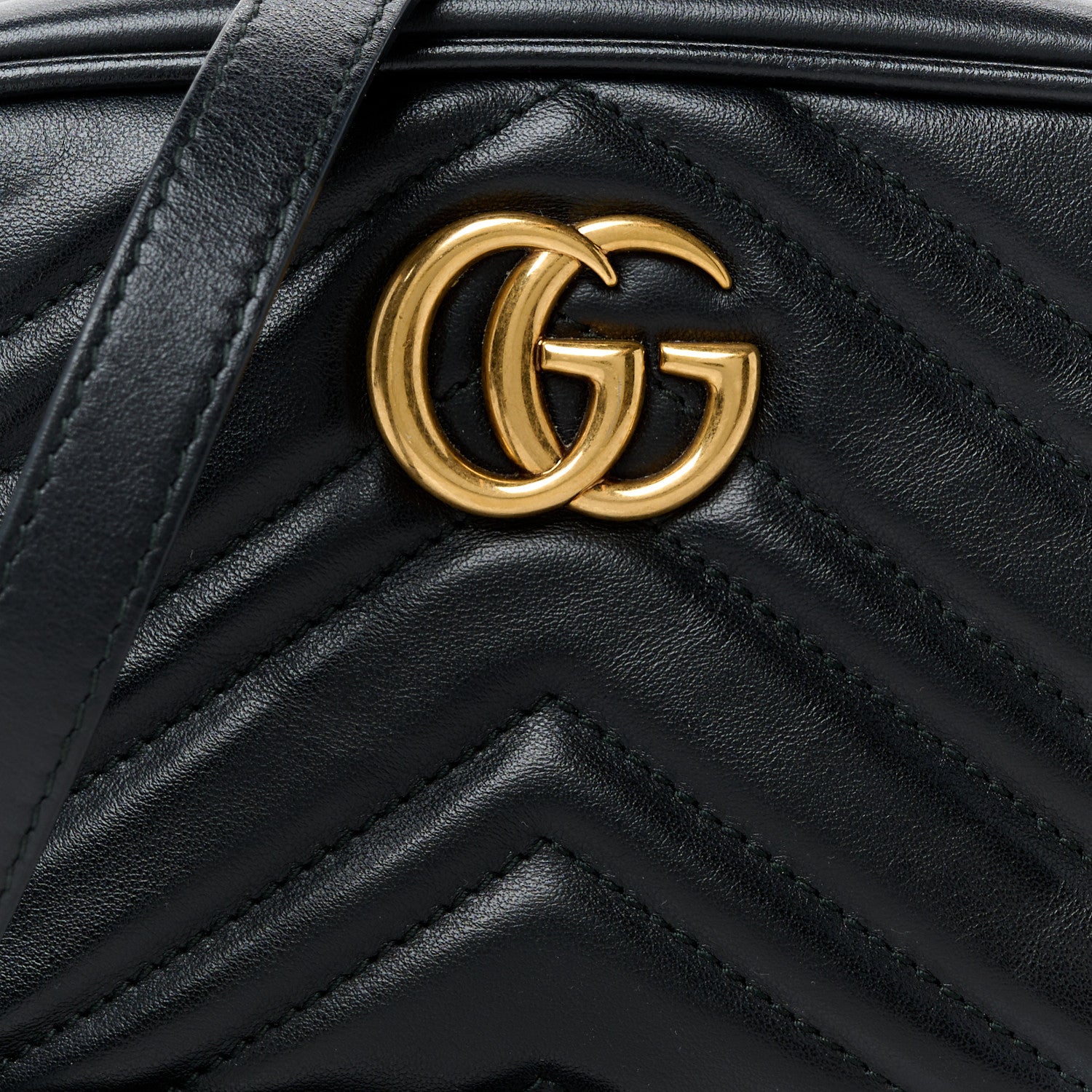 Gucci Calfskin Matelasse Mini GG Marmont Chain Shoulder Bag Black 9 of 11