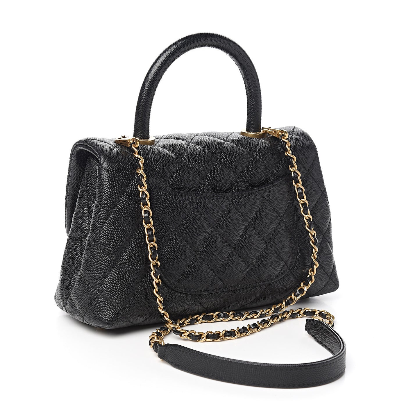 Caviar Quilted Mini Coco Handle Flap Black