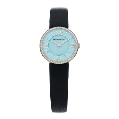 Tiffany Stainless Steel Calfskin Diamond Bezel 24mm Atlas 2-Hand Quartz Watch Tiffany Blue 1 of 5