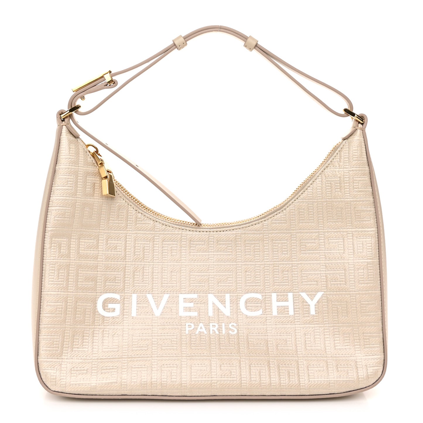 Coated Canvas Logo 4G Embossed Small Moon Cut Out Shoulder Bag Natural Beige