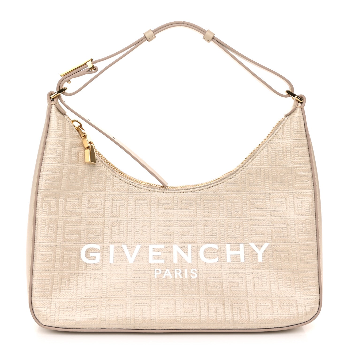 Givenchy Coated Canvas Logo 4G Embossed Small Moon Cut Out Shoulder Bag Natural Beige 1 of 11