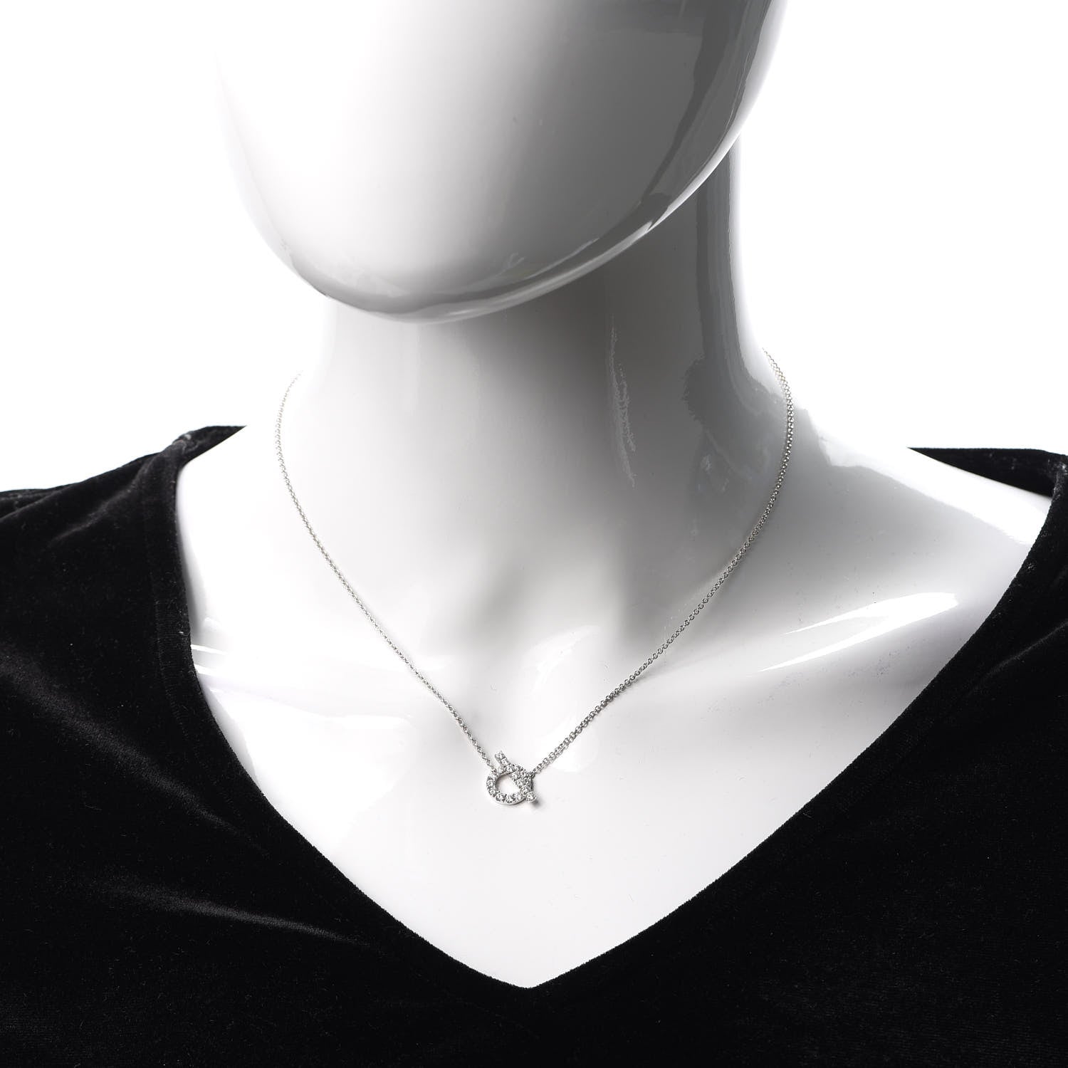 Hermes 18K White Gold Diamond Finesse Pendant Necklace 2 of 6
