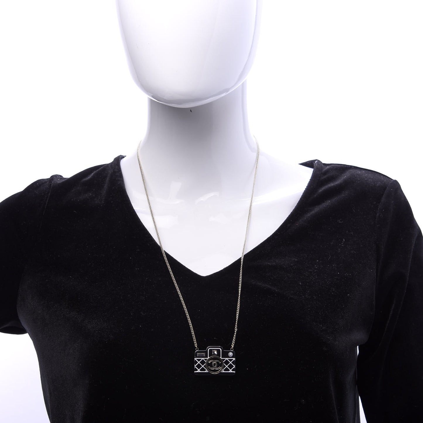 Resin Camera CC Necklace Black Gold