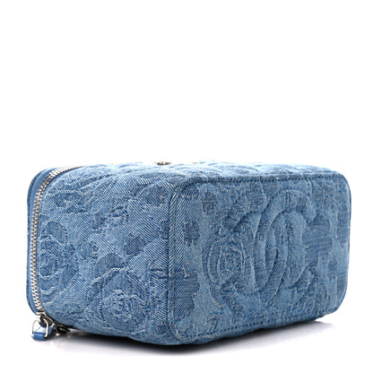 Chanel Denim Quilted Sweetheart Small Vanity Case With Chain Blue 4 of 10