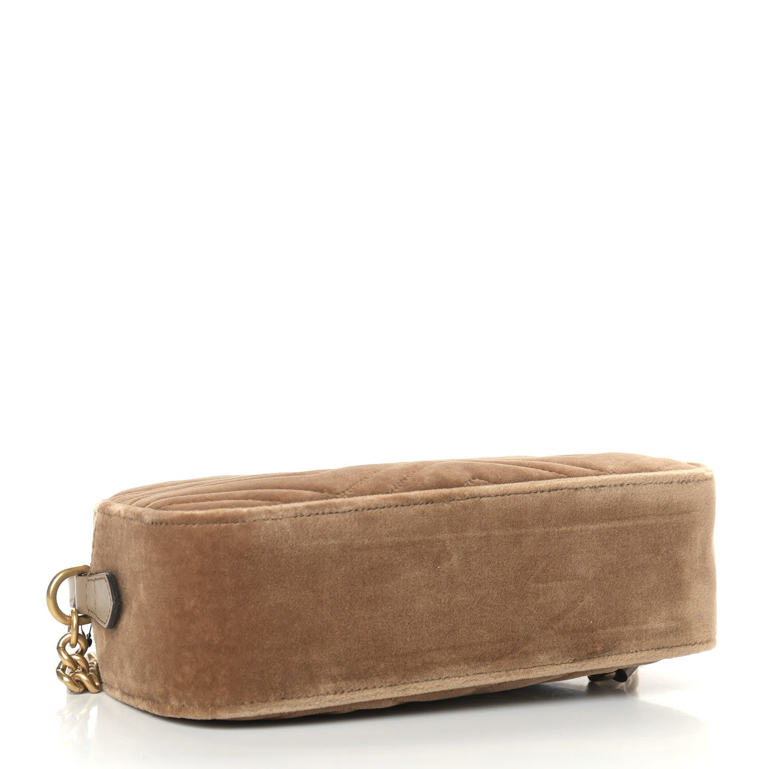 Gucci Velvet Matelasse Small GG Marmont Chain Shoulder Bag Taupe 4 of 5