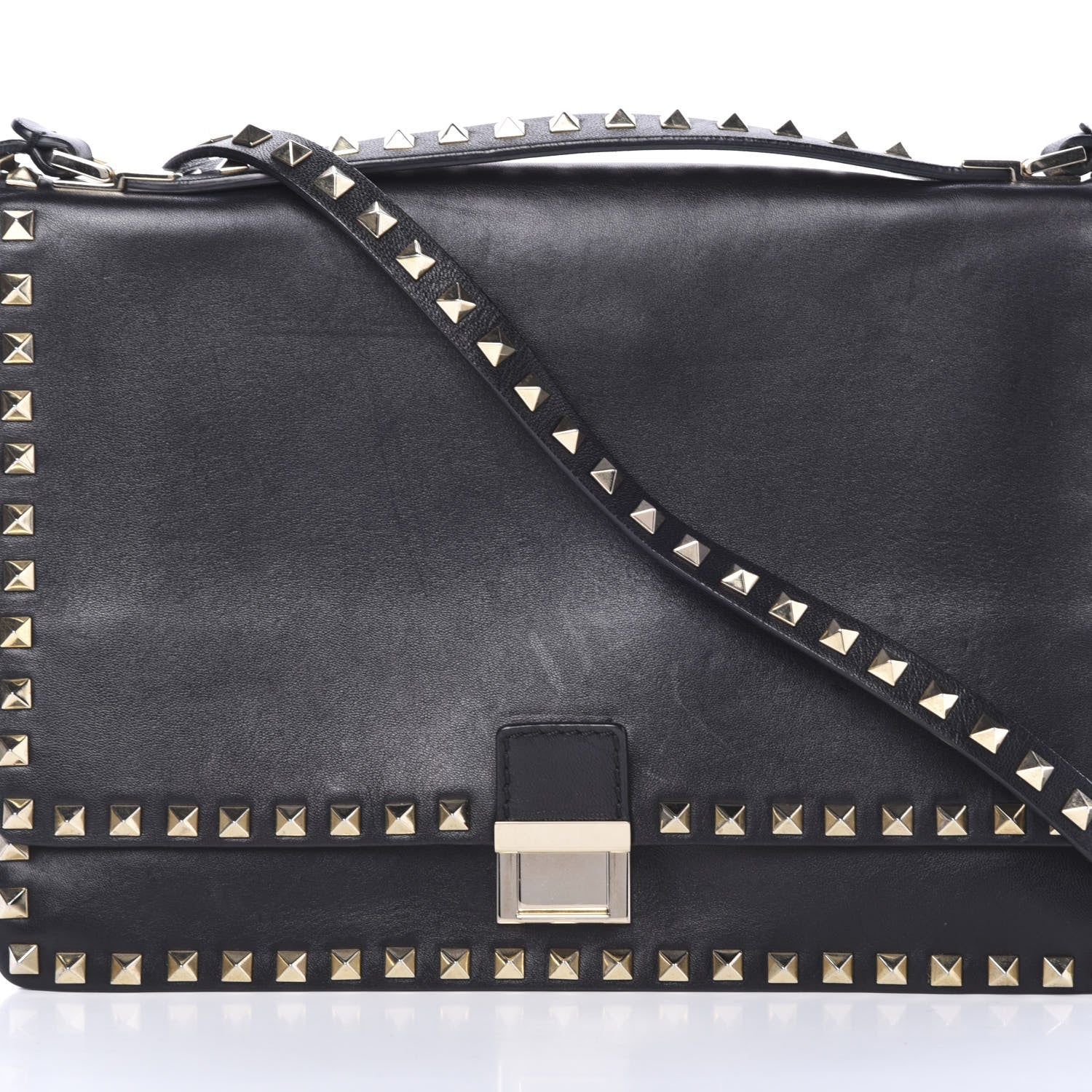 Valentino Garavani Calfskin Rockstud Top Handle Crossbody Black 7 of 18