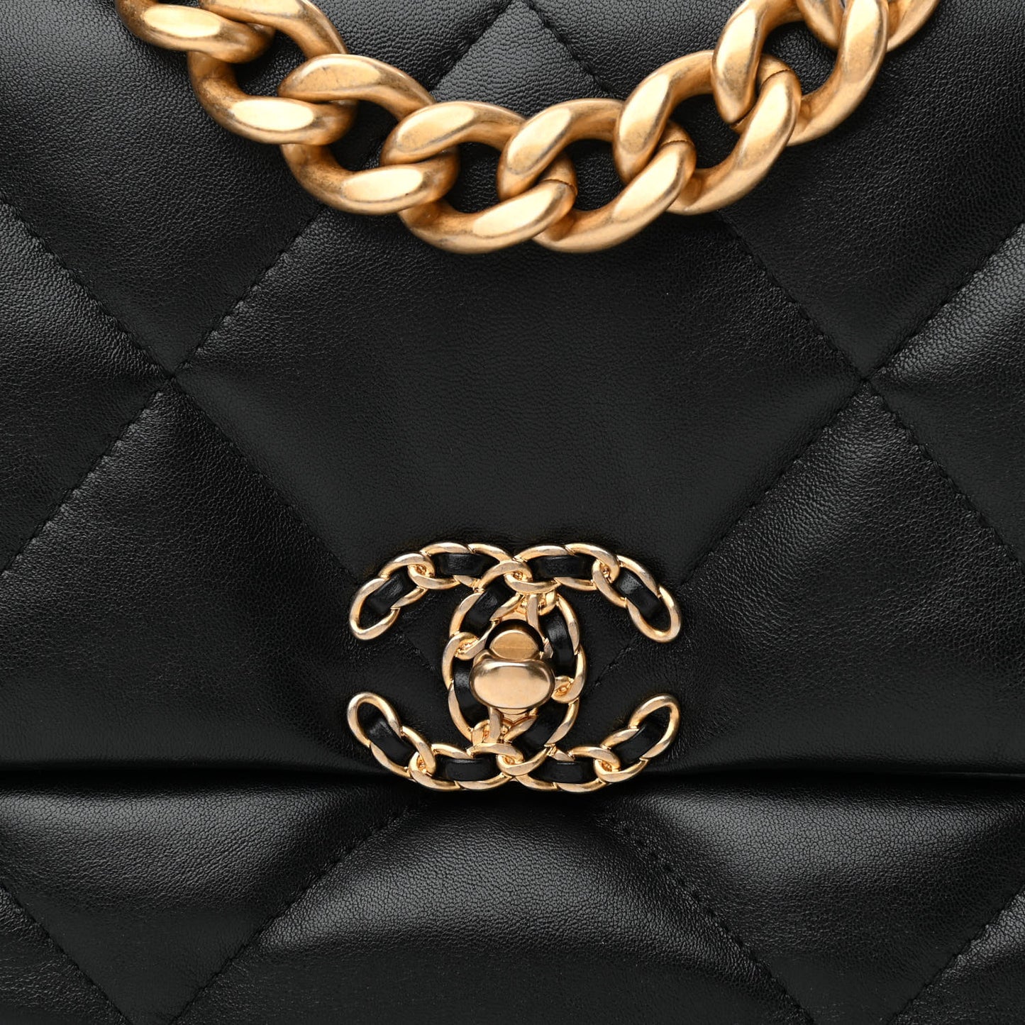 Lambskin Quilted Large Chanel 19 Flap Black