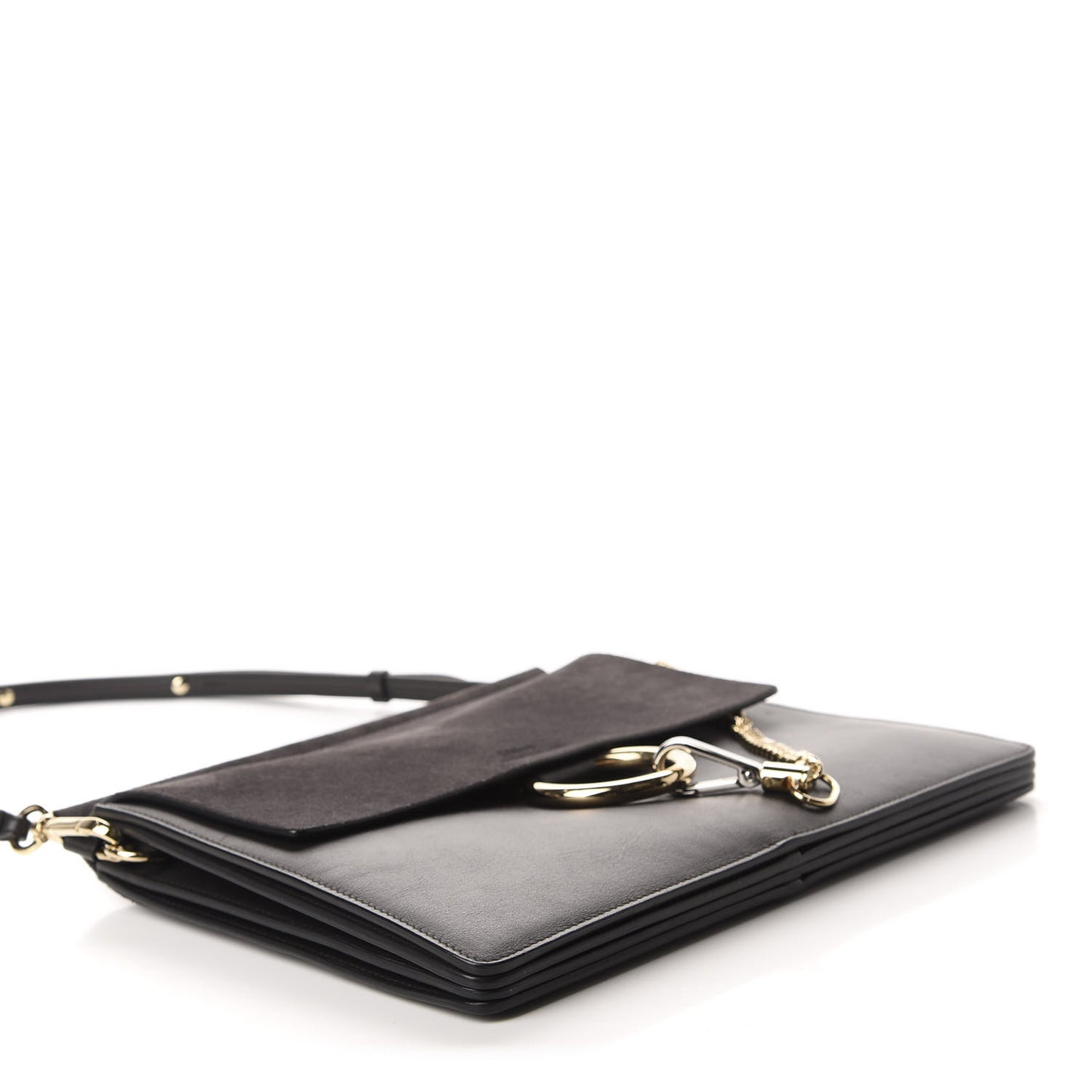 Suede Calfskin Medium Faye Shoulder Bag Carbon Grey