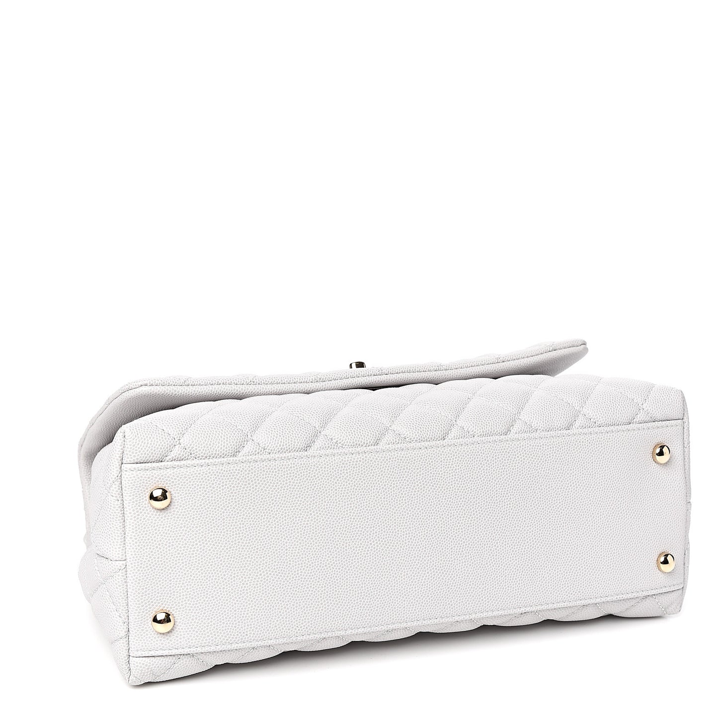 Caviar Quilted Small Coco Handle Flap Light Grey