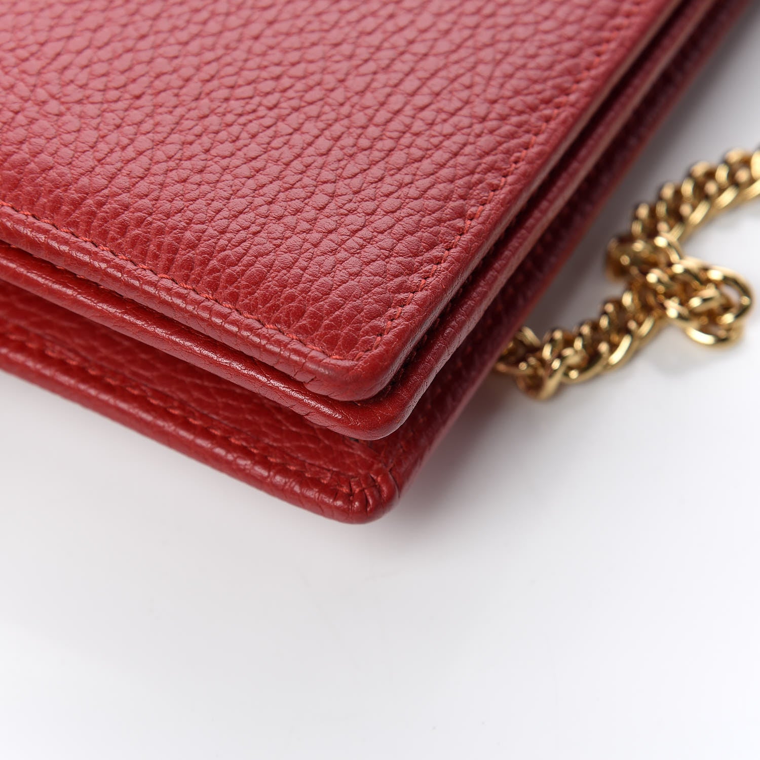Gucci Dollar Calfskin Mini GG Marmont Chain Wallet Hibiscus Red 12 of 12