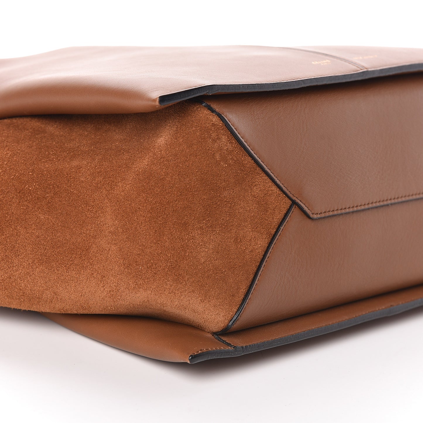 Smooth Calfskin Suede Small Tri-Fold Bag Havana