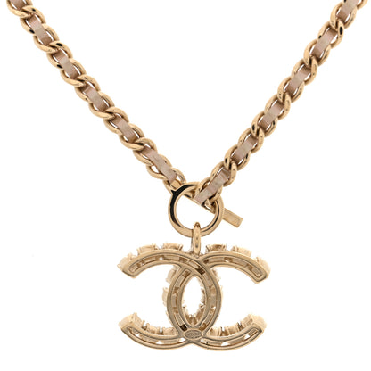 Chanel Pearl Crystal Lambskin Chain CC Dazzling Domino Necklace White Gold Pink 4 of 4