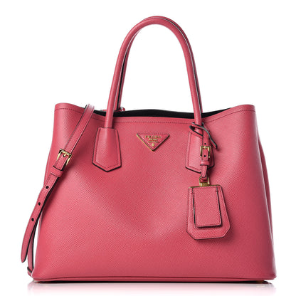 Prada Saffiano Cuir Medium Double Bag Peonia 1 of 9