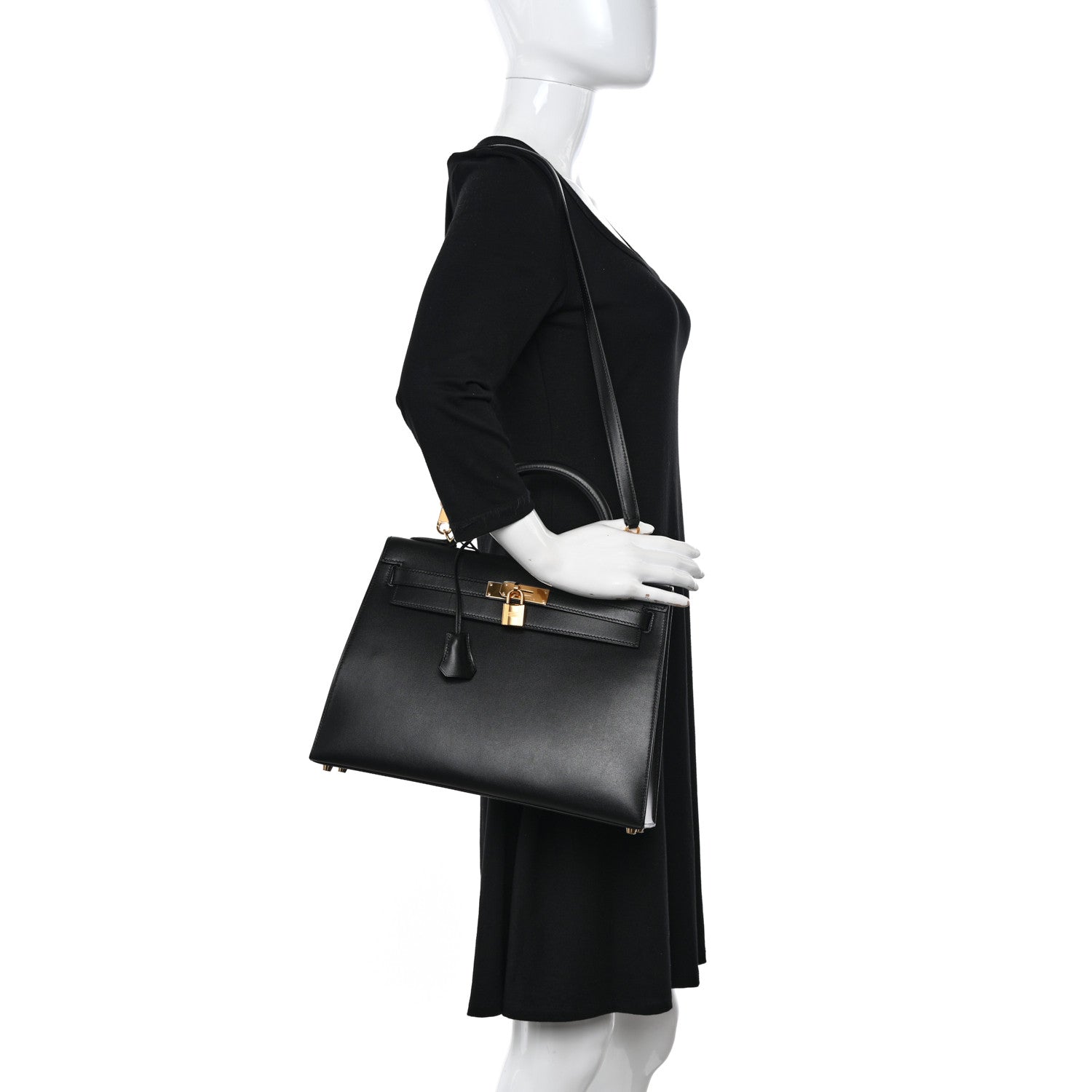 Hermes Tadelakt Kelly Sellier 32 Black 2 of 13
