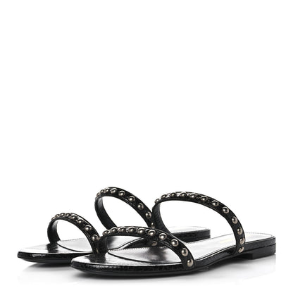 Saint Laurent Ayers Snakeskin Embellished Kate Flat Sandals 36 Black 3 of 10