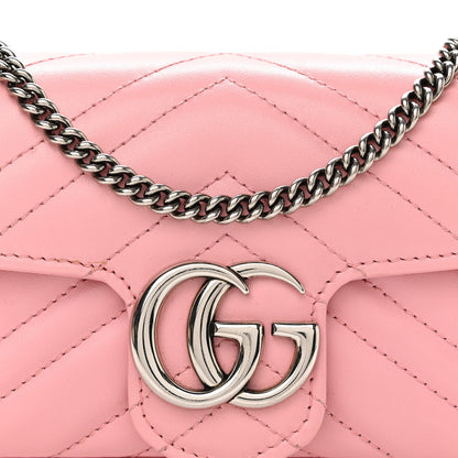 Gucci Calfskin Matelasse Super Mini GG Marmont Shoulder Bag Wild Rose 8 of 12