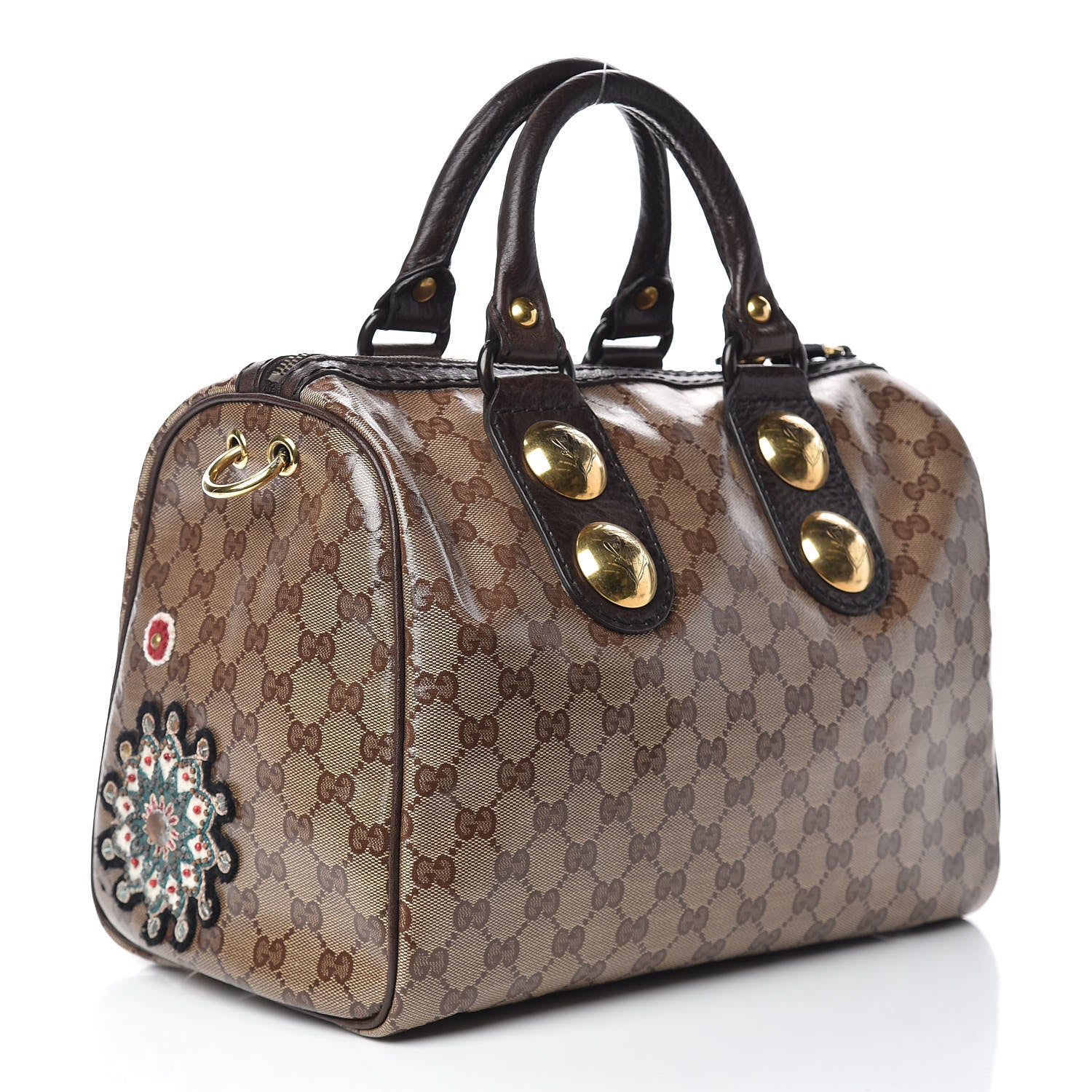 Gucci Crystal Monogram Fable Embroidered Large Babouska Boston Beige 3 of 20