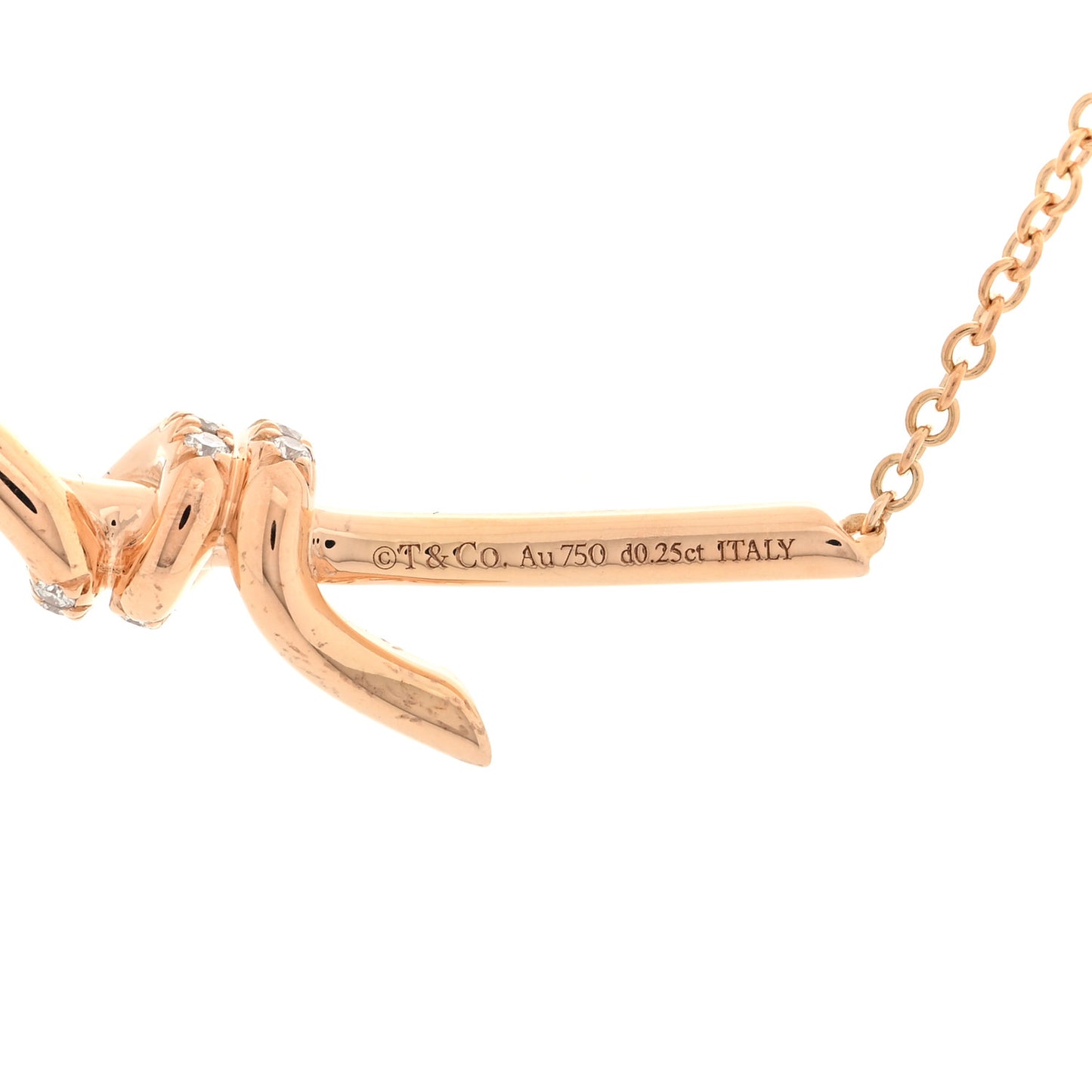 18K Rose Gold Diamond Knot Necklace